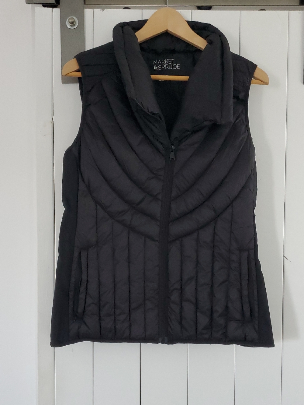 Market & Spruce Black Quilted Stand-Collar Vest